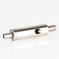 Messing Seilstopper 9x29 mm mit seitlichem Ausgang und Befestigungsschlitz, vernickelt