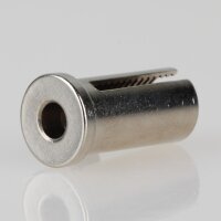 M8x1 Innengewinde Messing Deckenhalter 11x20 mm zylindrisch mit seitlichem Schlitz 2 mm, vernickelt