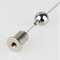 Lampen Stahlseil-Aufhängung – 1 m Stahlseil mit Kugel-Seilstopper & Deckenhalter