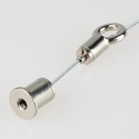 Lampen Stahlseil-Aufhängung – 1 m Stahlseil mit Seilstopper (Öse) & Deckenhalter