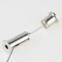 Lampen Stahlseil-Aufhängung – 1 m Stahlseil mit Seilstopper & Deckenhalter mit Schlitz