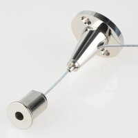 Lampen Stahlseil-Aufhängung – 1 m Stahlseil mit konischem Seilstopper & Deckenhalter