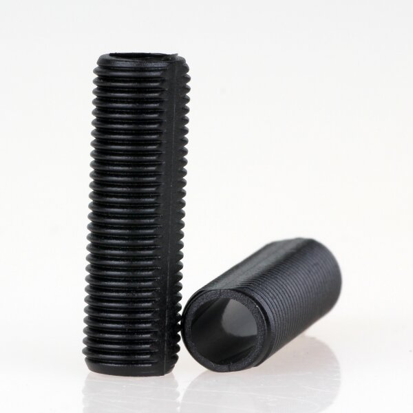 M10x1 Gewinderohr Kunststoff schwarz – 30 mm Länge, mit Profil, für Lampen- und Leuchtenbau