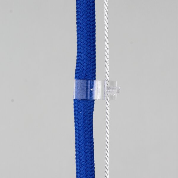 Lampenkabel Seilhalter-Clip – transparent – für Kabel Ø 5–6,5 mm & Drahtseil Ø 1–2 mm