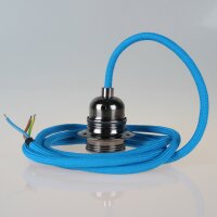 Textilkabel Pendelleitung blau mit E27 Fassung Metall...