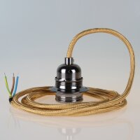 Textilkabel Pendelleitung gold mit E27 Fassung Metall...