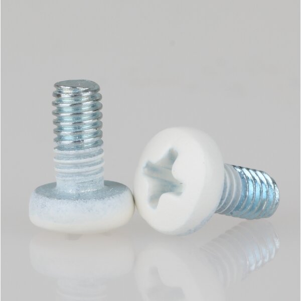 M4 Linsenschraube 8mm Metall weiß mit Kreuzschlitz DIN 7985 (10 Stück)