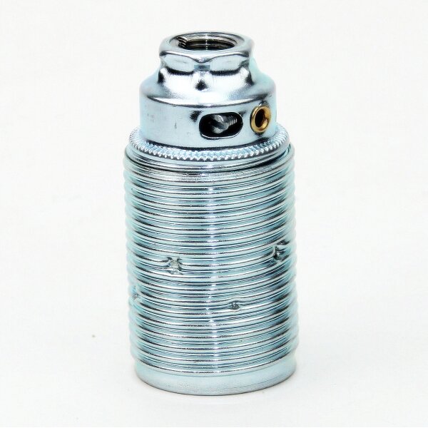 E14 Metall-Lampenfassung Premium verchromt mit Außengewinde, M10x1 IG