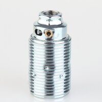 E14 Metall-Lampenfassung Premium verchromt mit Außengewinde, M10x1 IG