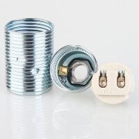 E14 Metall-Lampenfassung Premium verchromt mit Außengewinde, M10x1 IG