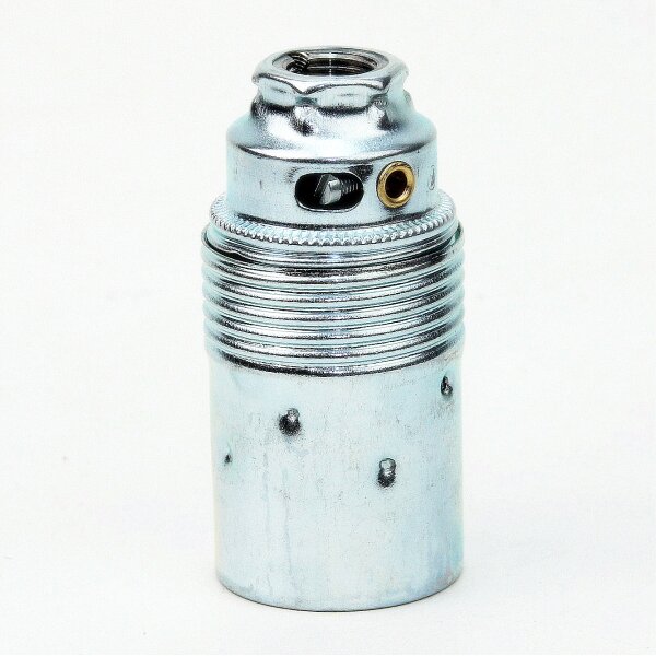 E14 Metall-Lampenfassung Premium verchromt ohne Außengewinde, M10x1 IG