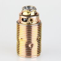 E14 Metall-Lampenfassung Premium vermessingt mit Außengewinde, M10x1 IG
