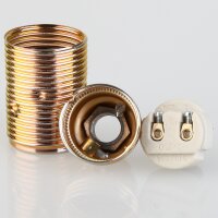 E14 Metall-Lampenfassung Premium vermessingt mit Außengewinde, M10x1 IG