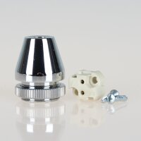 Fassungshalter 25×31 mm verchromt mit GY6,35 Niedervolt Halogenfassung