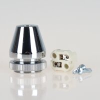 Fassungshalter 25×31 mm verchromt mit GY6,35 Niedervolt Halogenfassung