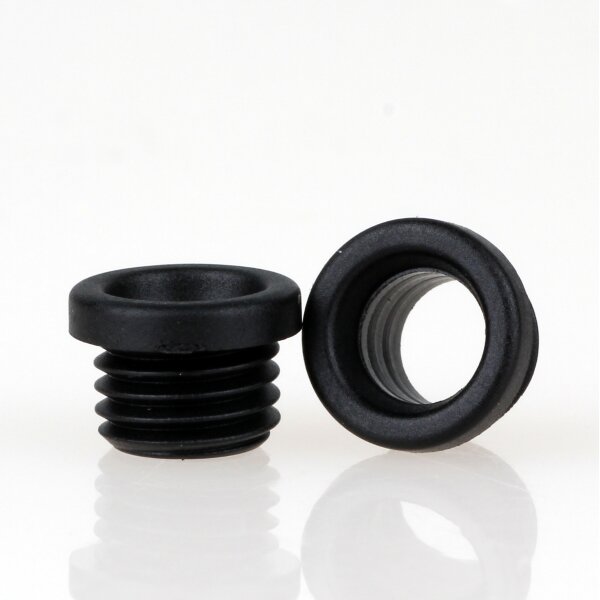 M8x1 Trompetennippel 10x7 mm, Rundbund, Kunststoff schwarz, ohne Verdrehschutz
