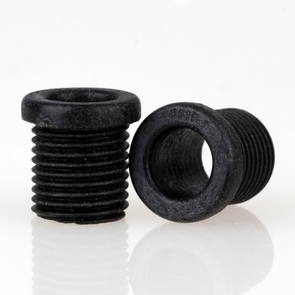 M10x1 Trompetennippel 12x12,5 mm, 10 mm lang, Rundbund, Kunststoff schwarz, ohne Verdrehschutz