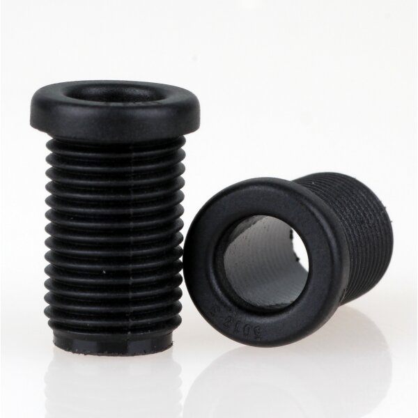 M10x1 Trompetennippel 12x17,5 mm, 15 mm lang, Rundbund, Kunststoff schwarz, ohne Verdrehschutz