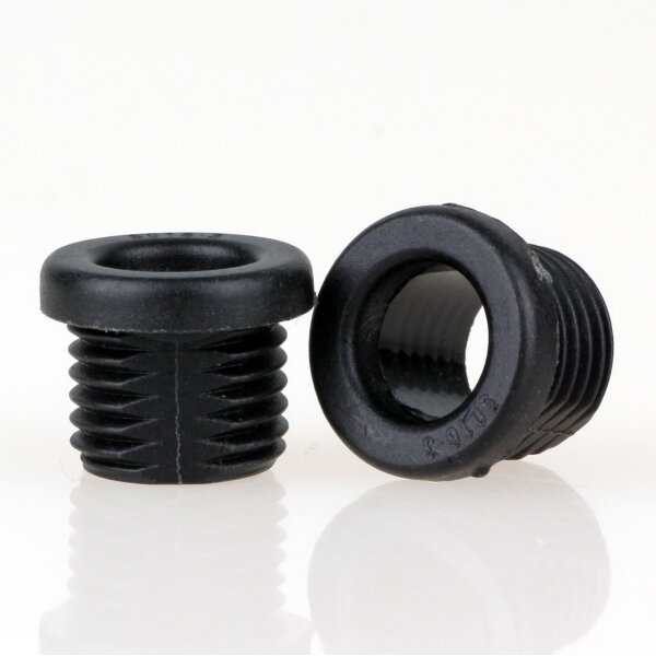 M10x1 Trompetennippel 12x9,5 mm, 7 mm lang, Rundbund, Kunststoff schwarz, mit Verdrehschutz