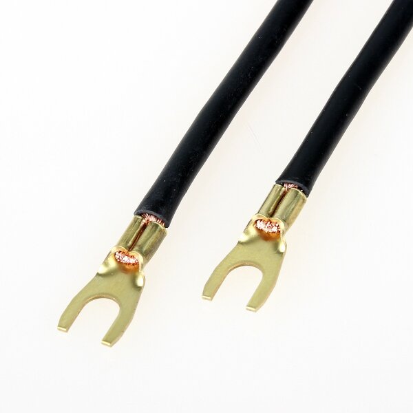 Verdrahtungsbrücke 10mm² schwarz 350mm H07V-K mit Gabelschuh beidseitig, 3 Stück