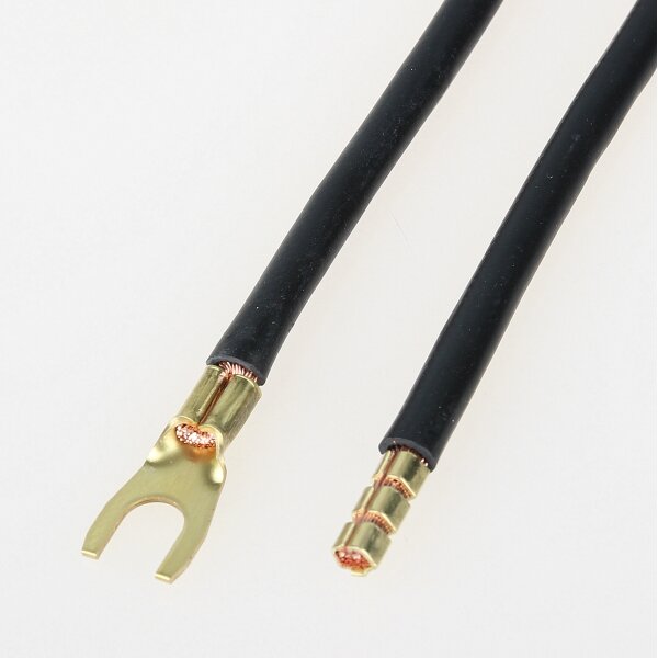 Verdrahtungsbrücke 10mm² schwarz 265mm H07V-K mit Aderendhülse und Gabelschuh, 3 Stück