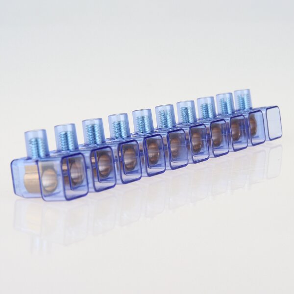 Lüsterklemme transparent 10-polig bis 10mm² – einseitig geschlossen