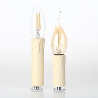 E14 Kerzenhülse Elfenbein mit Tropfenoptik –...