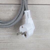 2,0m Gerätestecker Textilkabel Anschlussleitung schwarz-weiß 3x0,75mm² für alte Toaster Bügeleisen Waffeleisen