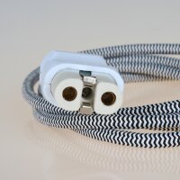 2,0m Gerätestecker Textilkabel Anschlussleitung schwarz-weiß 3x0,75mm² für alte Toaster Bügeleisen Waffeleisen
