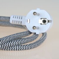 2,0m Gerätestecker Textilkabel Anschlussleitung schwarz-weiß 3x0,75mm² für alte Toaster Bügeleisen Waffeleisen