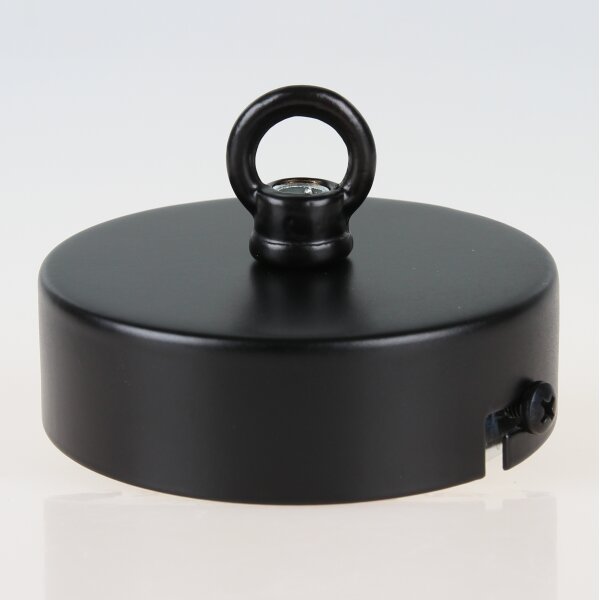 Lampen Baldachin 80 × 25 mm Metall schwarz mit Ringnippel 22 mm – für Kettenaufhängung