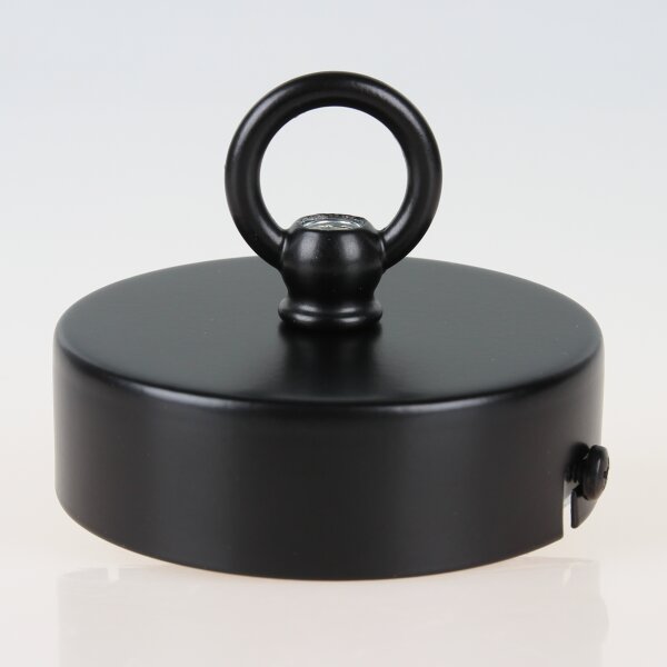 Lampen Baldachin 80 × 25 mm Metall schwarz mit Ringnippel 30 mm – für Kettenaufhängung