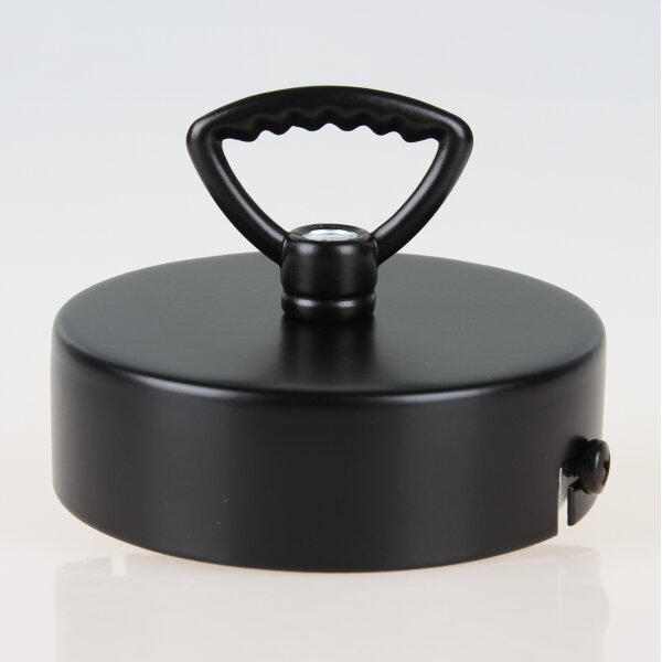 Lampen Baldachin 80 × 25 mm Metall schwarz mit Zahn-Ringnippel 42 mm – für Kettenaufhängung