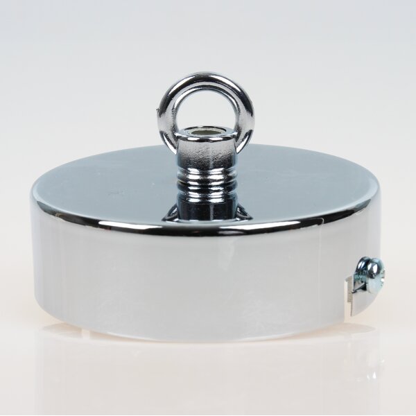 Lampen Baldachin 80 × 25 mm Metall verchromt mit Ringnippel 22 mm – für Kettenaufhängung