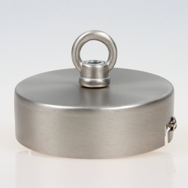 Lampen Baldachin 80 × 25 mm Metall in Edelstahloptik mit Ringnippel 22 mm – für Kettenaufhängung