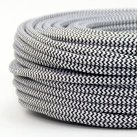 Textilkabel Stoffkabel schwarz-weiß Zick Zack...