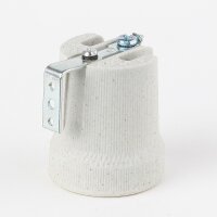 E27 Porzellan-Lampenfassung einteilig mit Erdungsanschluss und Befestigungsbügel – 250V/4A