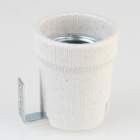 E27 Porzellan-Lampenfassung einteilig mit Erdungsanschluss und Befestigungsbügel – 250V/4A