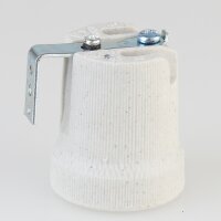 E27 Porzellan-Lampenfassung einteilig mit Erdungsanschluss und Befestigungsbügel – 250V/4A