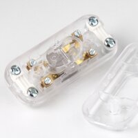Schnurschalter Schnur-Zwischenschalter transparent 60x26mm 250V/2A für Flachkabel und Rundkabel