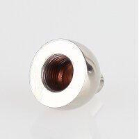M10x1 Innengewinde Messing Abschluss-Knopf Kugelform mit Stahlseilführung, vernickelt, 19x18 mm