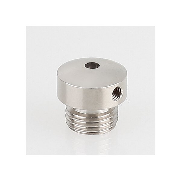 Messing Stahlseilhalter mit M3 Quergewinde, vernickelt, 13x12 mm, M10x1 Außengewinde