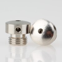 Messing Stahlseilhalter mit M3 Quergewinde, vernickelt, 13x12 mm, M10x1 Außengewinde