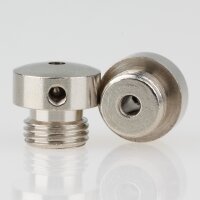 Messing Stahlseilhalter mit M3 Quergewinde, vernickelt, 13x12 mm, M10x1 Außengewinde