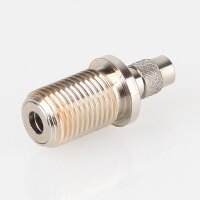 M10x1x15 mm Außengewinde Messing Seilstopper mit Bund und Sicherungskappe, vernickelt, Ø 12 mm