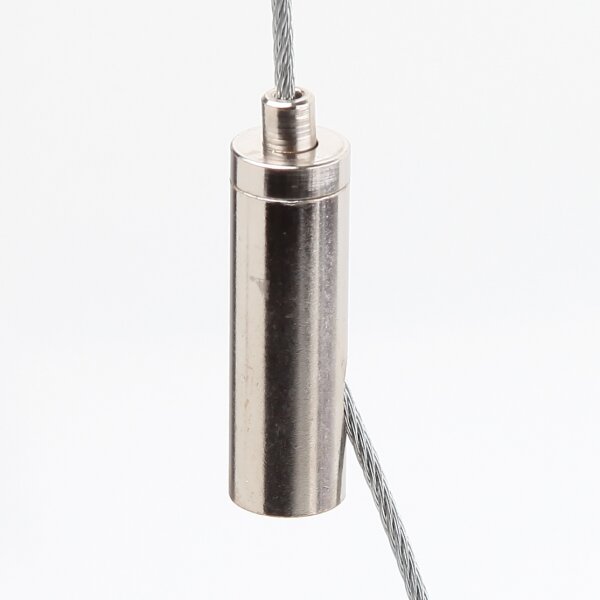 M4 Innengewinde Messing Seilstopper mit seitlichem Ausgang, vernickelt, 9x29 mm