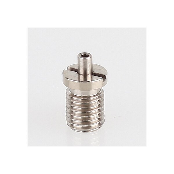 M8x1x10 mm Außengewinde Messing Seilstopper mit Bund und Befestigungsschlitz, vernickelt, 9x12 mm