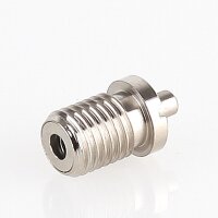 M8x1x10 mm Außengewinde Messing Seilstopper mit Bund und Befestigungsschlitz, vernickelt, 9x12 mm