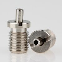 M8x1x10 mm Außengewinde Messing Seilstopper mit Bund und Befestigungsschlitz, vernickelt, 9x12 mm