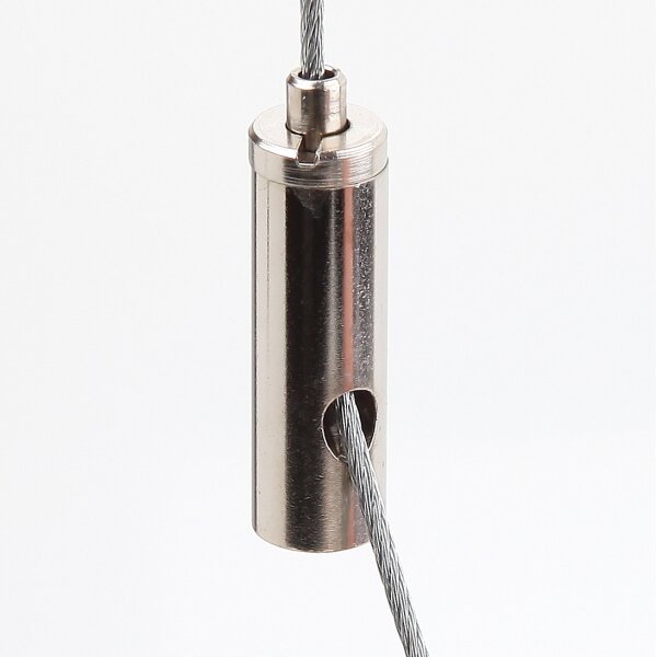 M5 Innengewinde Messing Seilstopper 9x29 mm mit seitlichem Ausgang, vernickelt